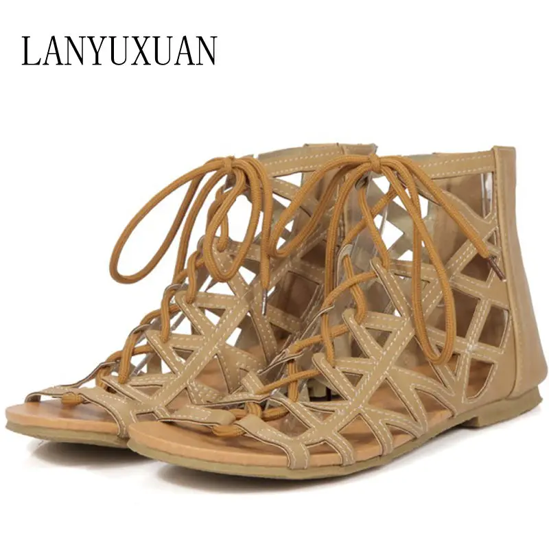 

2017 Tenis Feminino Plus Size Shoes Women Sandals Fashion Cross Lacing Zipper Sapato Feminino Summer Style Chaussure Femme F28