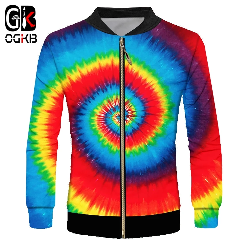 

OGKB Coat Adult New Hooded Slim 3D Zipper Jackets Printing Rainbow Streetwear Oversized Costume Man Winter Outwear