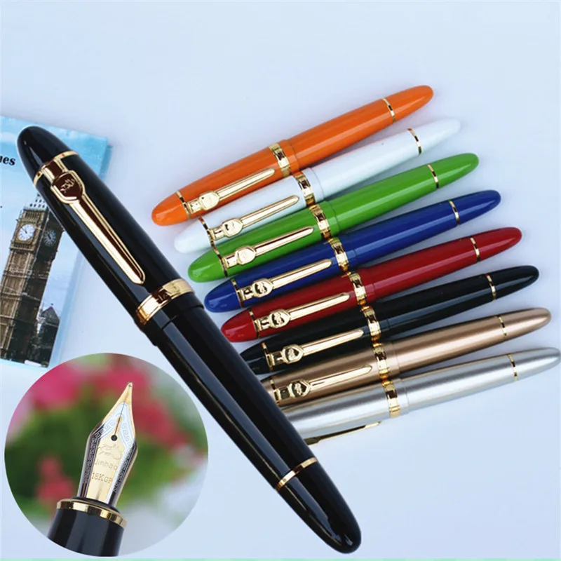 JINHAO 159 18KGP 0 7 мм СРЕДНИЙ перо с широким основанием авторучка Бесплатная черной