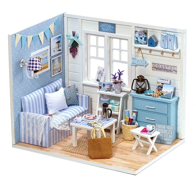 Doll House Furniture DIY Miniature Model Dust Cover 3D Wooden Dollhouse Christmas Girlfrend Gifts Toys For Children Kitten Diary - Цвет: type 8