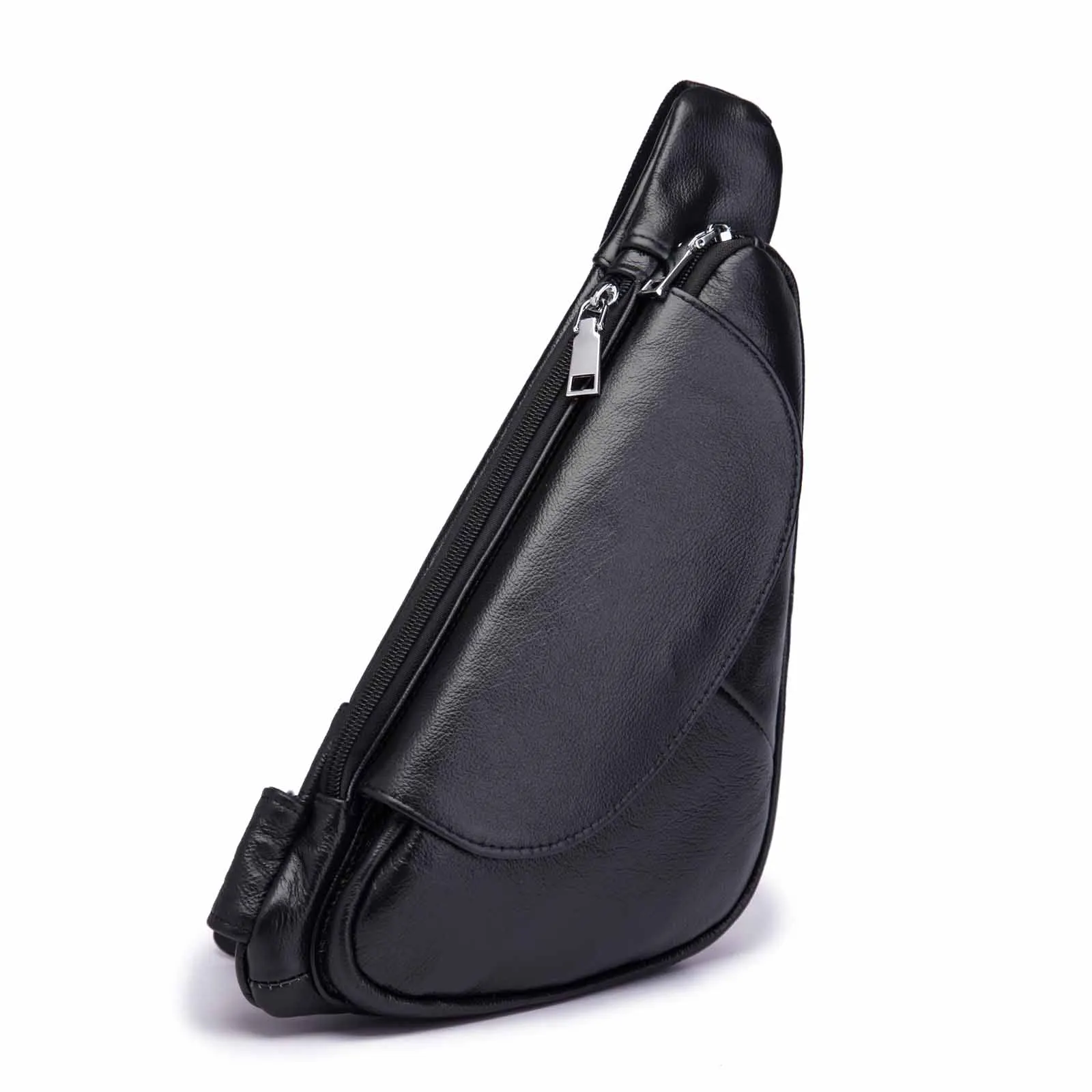 Мужская качественная кожаная повседневная модная треугольная сумка через плечо, сумка для путешествий на одно плечо, рюкзак, мужской рюкзак 696D - Цвет: black