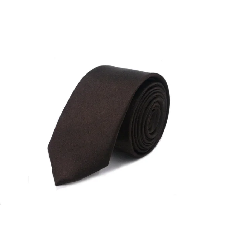 Однотонный шейный галстук для мужчин Gravata тонкий Узкие Галстуки Галстук 5 см ширина галстук Mariage подарок полиэстер 36 цветов - Цвет: Темно-коричневый