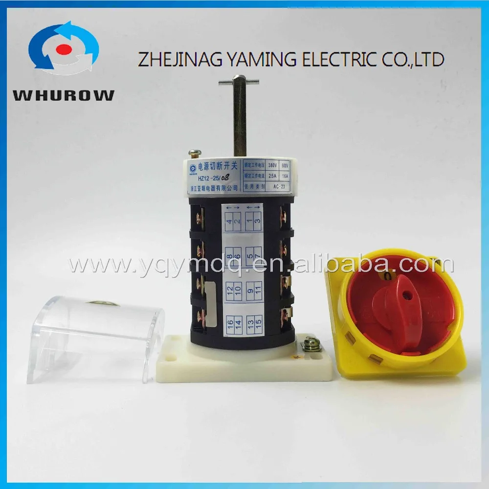 

Rotary switch 2 postion off-on padlock 4 poles 25A HZ12-25/08 universal power cut off switch milling machine sliver contacts