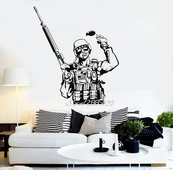 

American Soldier Military Vinyl Wall Decals Home Decor Art Boy Room Stickers High Quality Wallpaper Artistic Design Poster SA886