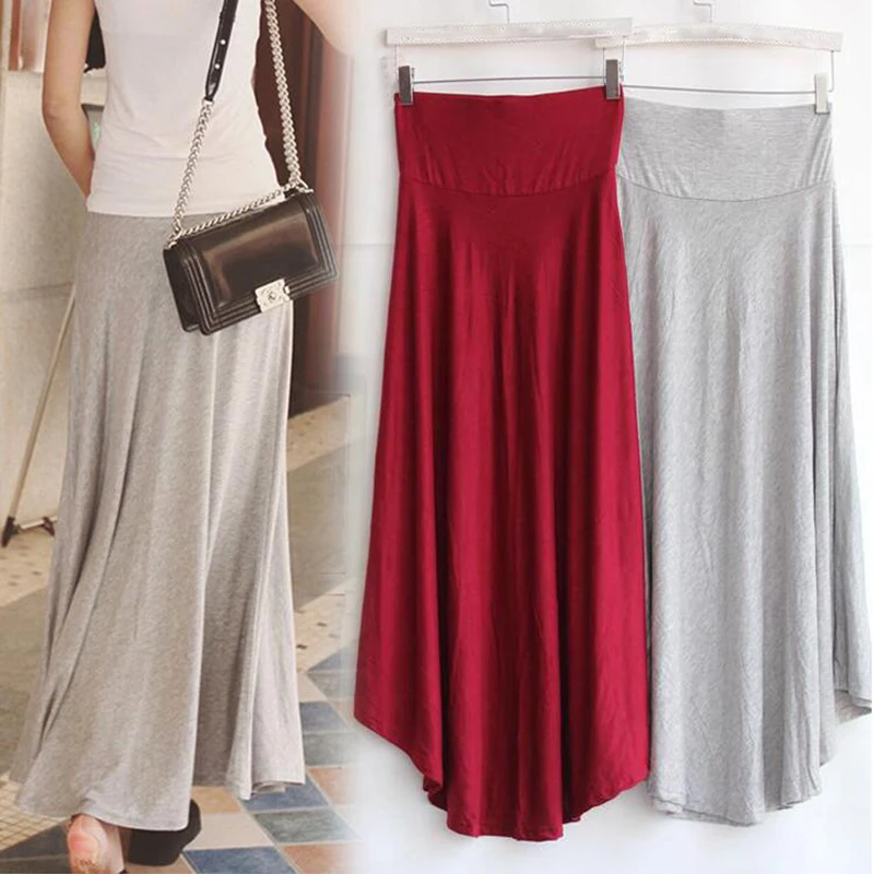 

High Quality 2019 Summer Fashion Skirt With Pocket Solid Ankle-Length Vintage Long Skirt For Women Black Grey Skirts Femme