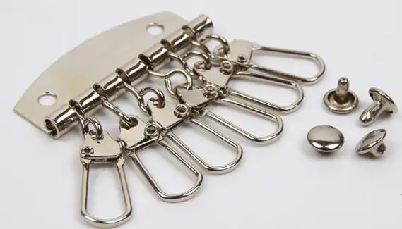 Брелок-Крючок для ключей, медное серебряное зеркало, 6 рядов из 4 рядов, кожаный чехол для ключей ручной работы, аксессуары - Цвет: as photo