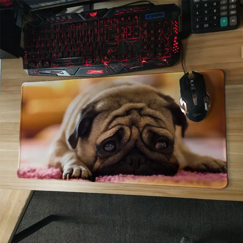 pug funny animals wallpaper notbook computer Gaming Rectangle Silicon Durable Mouse Pad Computer Mouse Mat (14)
