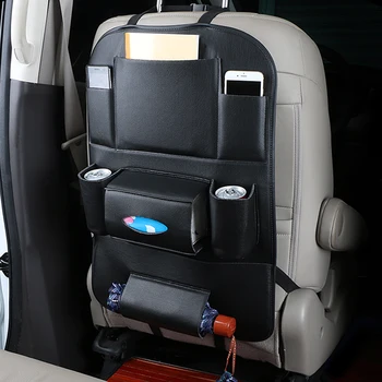 

1PCS Car Seat Back Storage Bag Organizer Travel Box Pocket PU Leather Stowing Tidying Tissue Box Protector Kids Drink Holder
