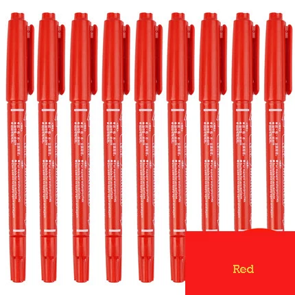 10 шт. двухголовый маркер ручка масляная Водонепроницаемая маркер ручка для шин маркеры быстрое высыхание Канцелярия: ручка с подписью принадлежности - Цвет: Красный