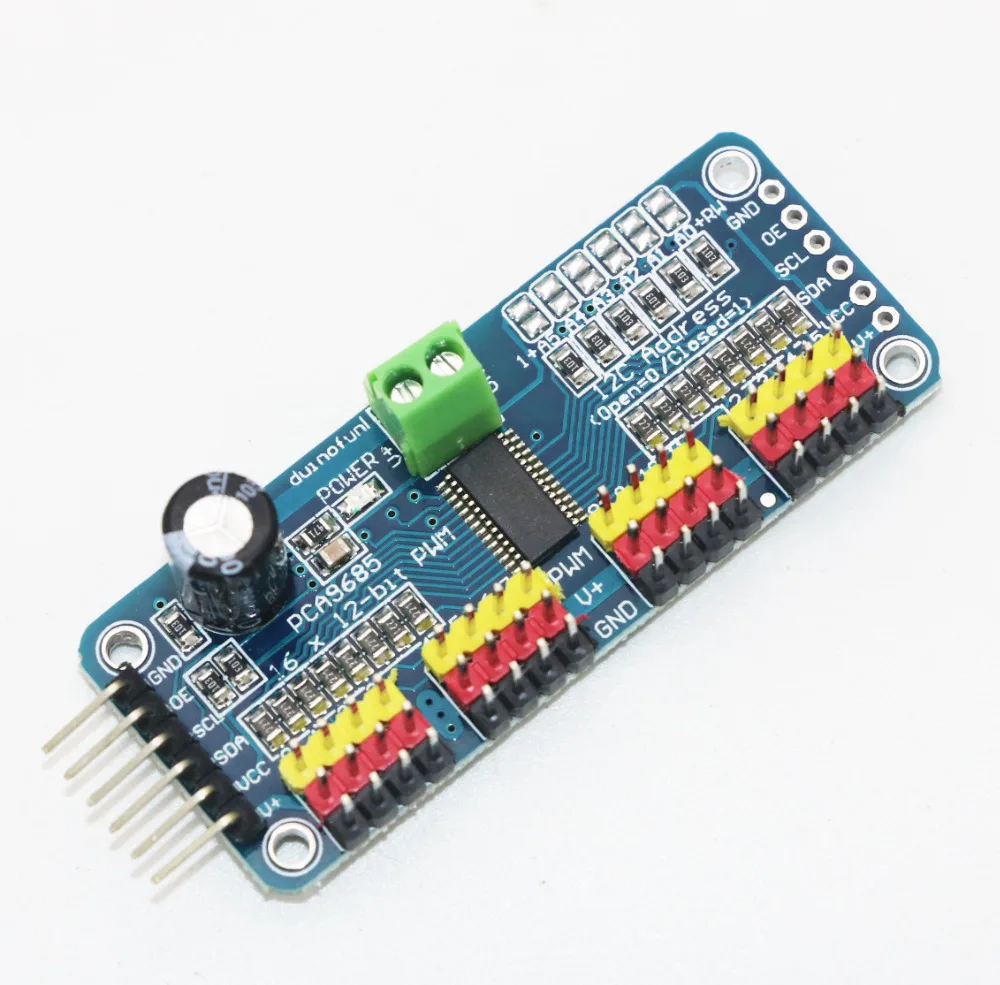 16 канальный 12 битный Модуль интерфейса PWM/Servo Driver I2C для Raspberry Pi защитный модуль