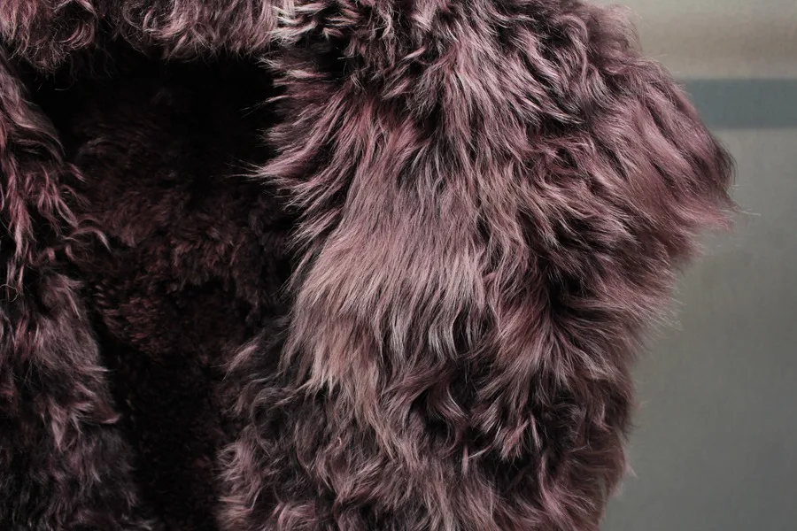 ladies genuine sheepskin leather and fur jacket big collar  (16)