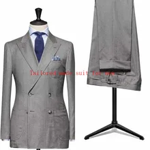 Индивидуальные светло-серый Дизайн смокинг для жениха Свадебная вечеринка костюм бизнес дружки костюм Жених мужчин костюм(куртка+ брюки+ галстук