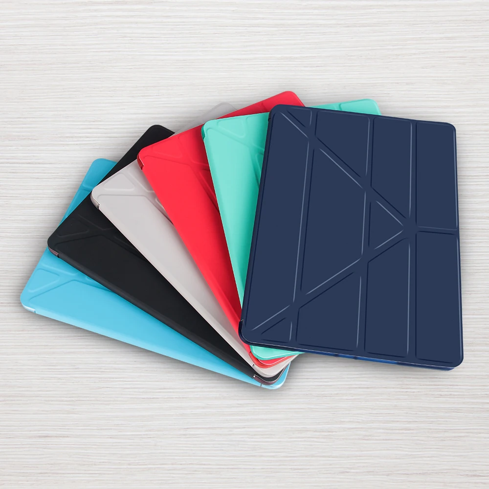 

for ipad 6 Smart Cover 4 Shapes Stand Design Magnetic Leather Case for Ipad air 2 Slim Fashion