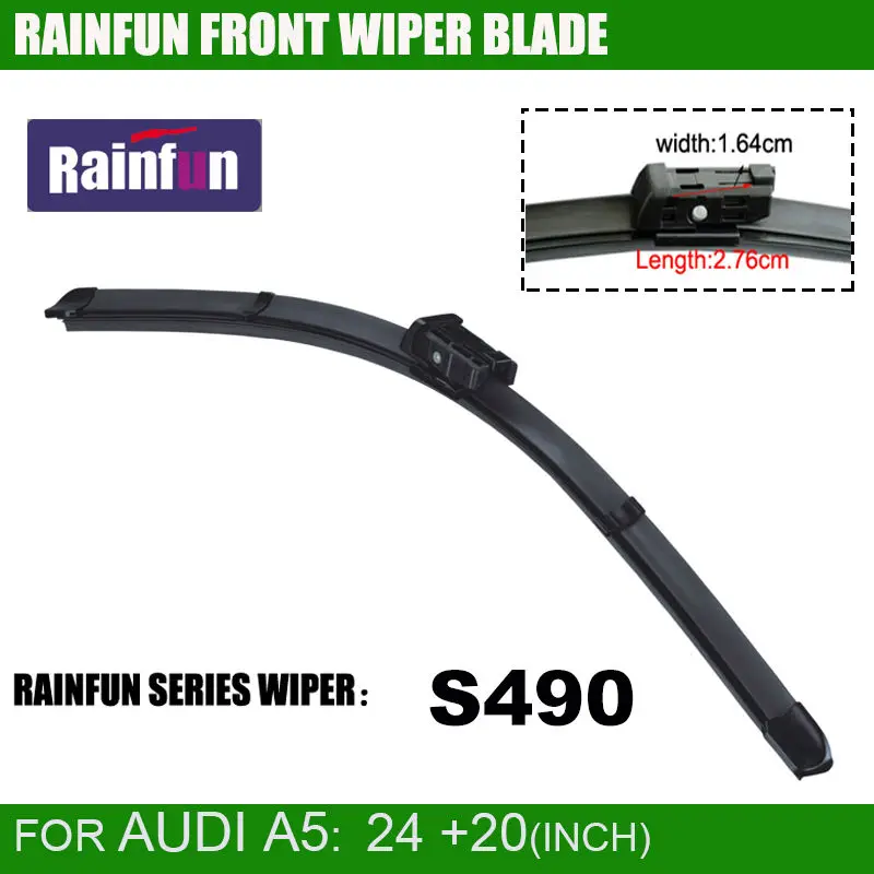 RAINFUN специальная автомобильная щетка стеклоочистителя для AUDI A5 и S5(08-), 24+ 20 дюймов, горячая Распродажа, натуральный каучук, автомобильные стеклоочистители, 2 шт. в одной коробке