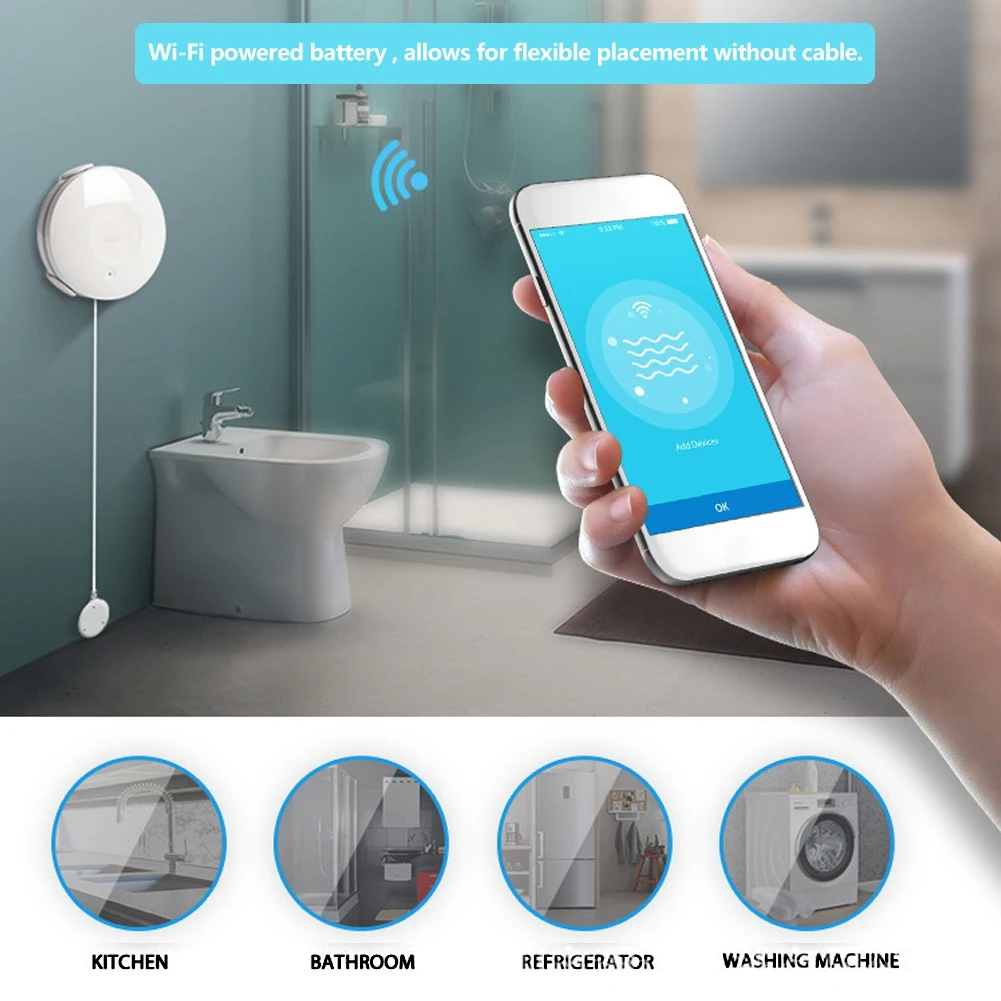 Wi fi беспроводной Smart датчик утечки воды Датчик Затопления сигнализации оповещения