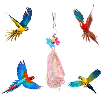

Natural Mini Straw Slipper Pendant Bird Parrot Hanging Toy Cute Weave Decoration