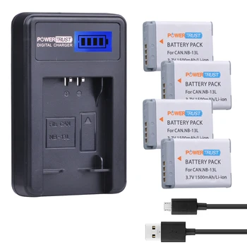 

4Pcs NB-13L NB 13L NB13L Battery + LCD USB Charger for Canon PowerShot G5X G7X G9X G7 X Mark II G9 X,SX620 SX720 SX730 HS