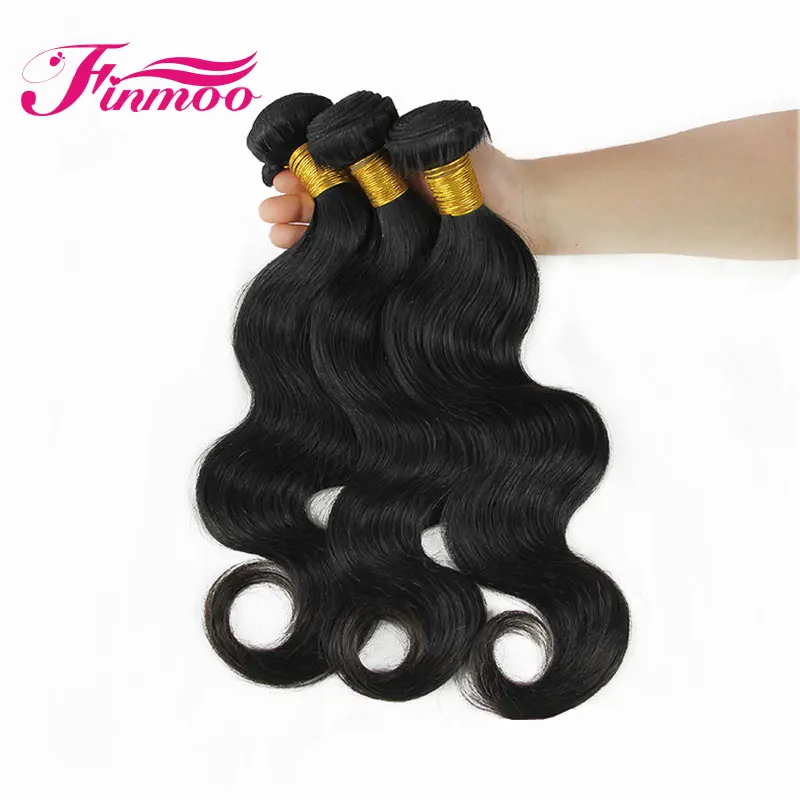 

Finmoo 4*4 Closure Body Wave Malaysian Remy Hair Bundles Bleached Knots Natural Color 3Pcs Weave With 1Pcs 4*4 Closure