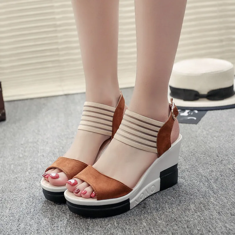 Gladiator Wedge Sandals For Women 2019 High Heel Platform Sandals Casual Women Shoes Summer Beach Sandals Ladies Chunky Sandals