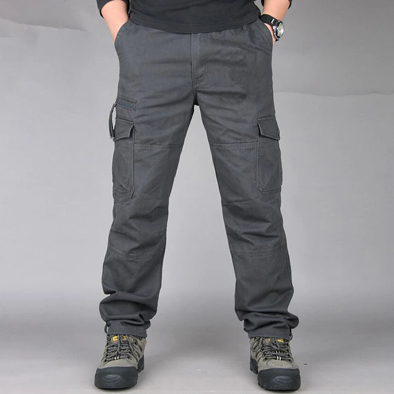 Men's Casual Pants Loose Straight Multi Pocket Trousers Outdoor Overalls pantalones hombre Male jogger tactical cargo pants