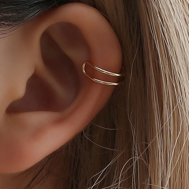 

Fashion 1 pair 3 style Punk Rock Ear Clip Cuff Wrap Earrings No piercing-Clip Hollow Out U Pattern Statement jewelry 2019