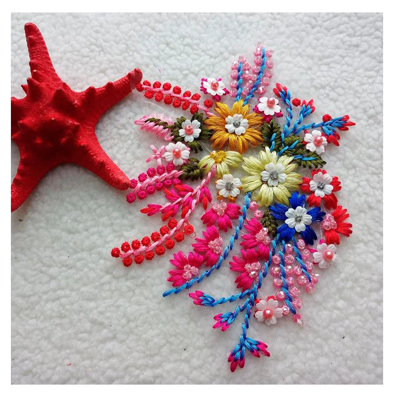 

Wholesale 50PCS Beaded Flower Patches 3D Flowers Patch Handmade parch for Clothes Sew on Appliqued DIY Decoration