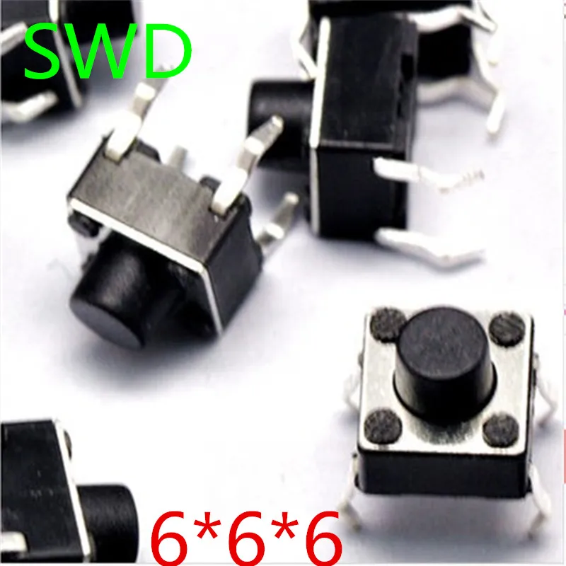 

100pcs 6X6X6MM Tactile Push Button Switch 4 pins Micro Switch 4-Pin DIP Momentary touch switch