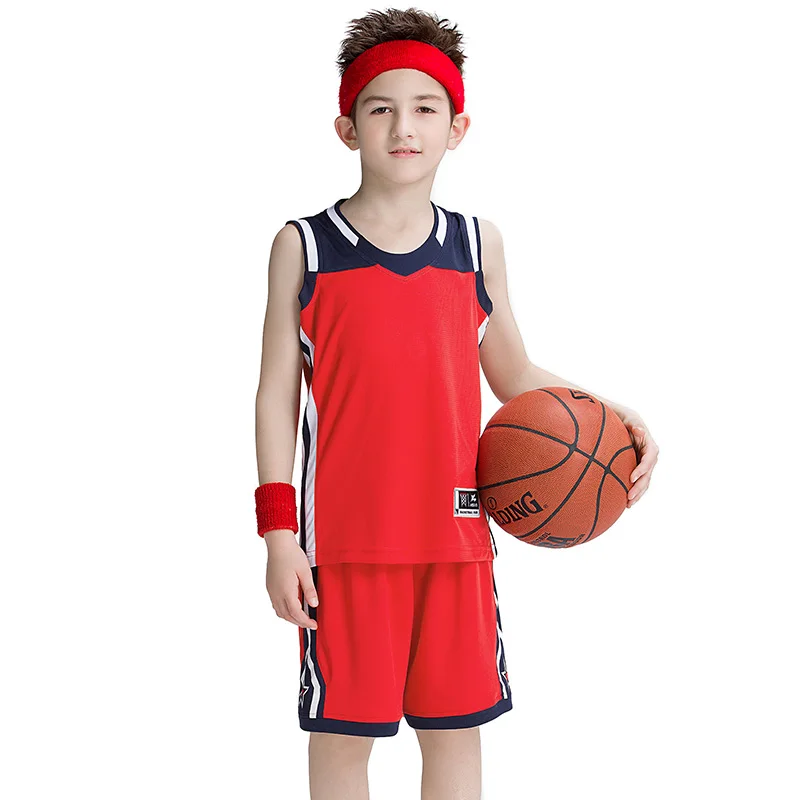 10 цветов, набор подходит для детей ростом 125-175 см, баскетбольный набор для детей, для учеников, на заказ, баскетбольный тренировочный костюм, спортивная одежда - Цвет: Красный