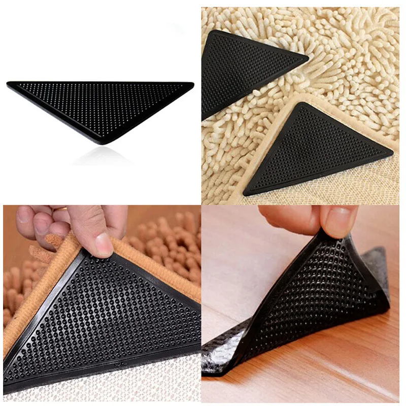

4Pcs/set Reusable Washable Rug Carpet Mat Grippers Non Slip Silicone Grip For Home Bath Living Kitchen Room Pads Anti Slip