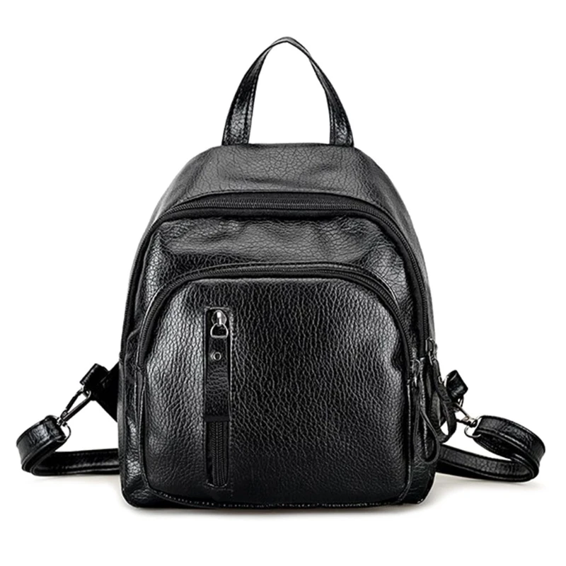 

Teenagers Girls Pretty Small Black Backpacks School Bags Suit For Different Clothes Multifunction Shoulderbag