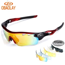 OBAOLAY 5Lens Cycling Polarized Glasses men Radar EV Pitch ciclismo occhiali Sunglasses women Bicycle Eyewear Bicicleta glass