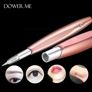 

1Pcs Newest Pink Eyebrow Tattoo Machine Permanent Makeup Pen Professional Rotary Microblading Pen Needles Cartridges For Eye Art