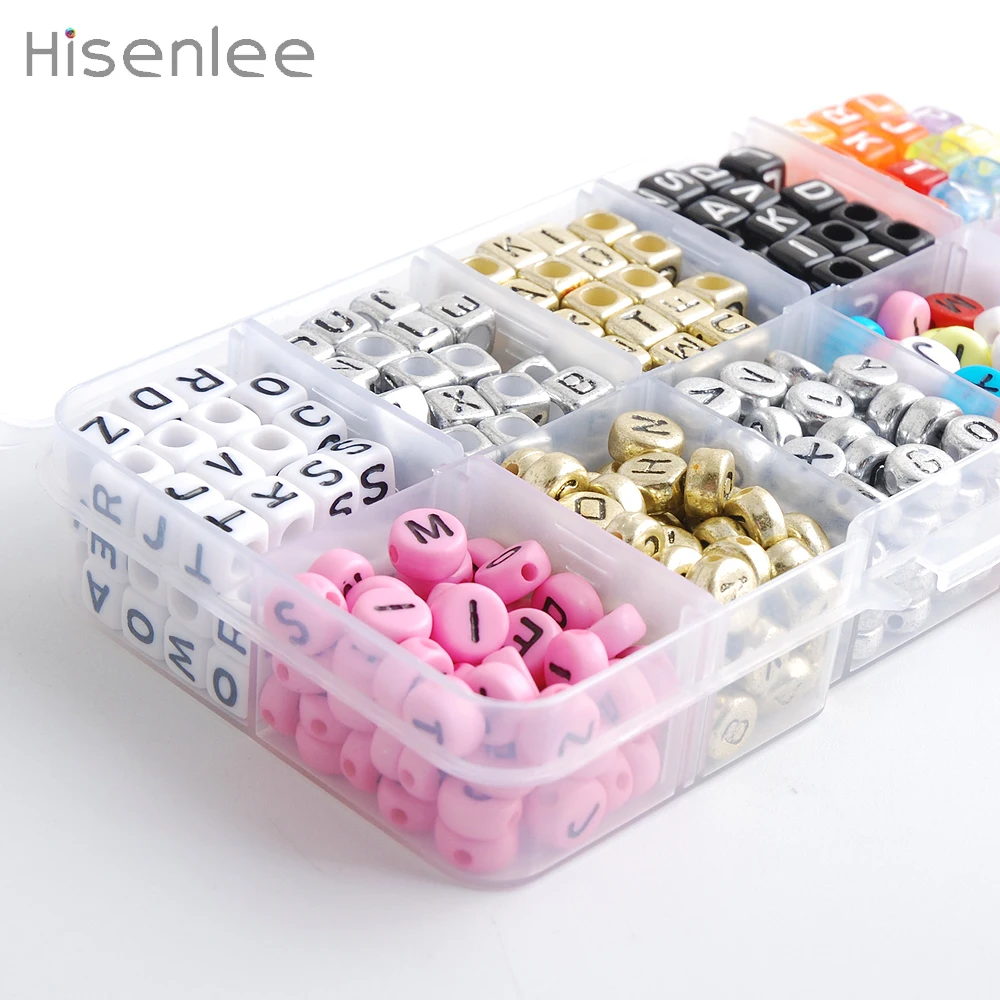 

Hisenlee 6mm 2 shapes English alphabet DIY Bead Acrylic Colourful Shim Loose beads Free shipping