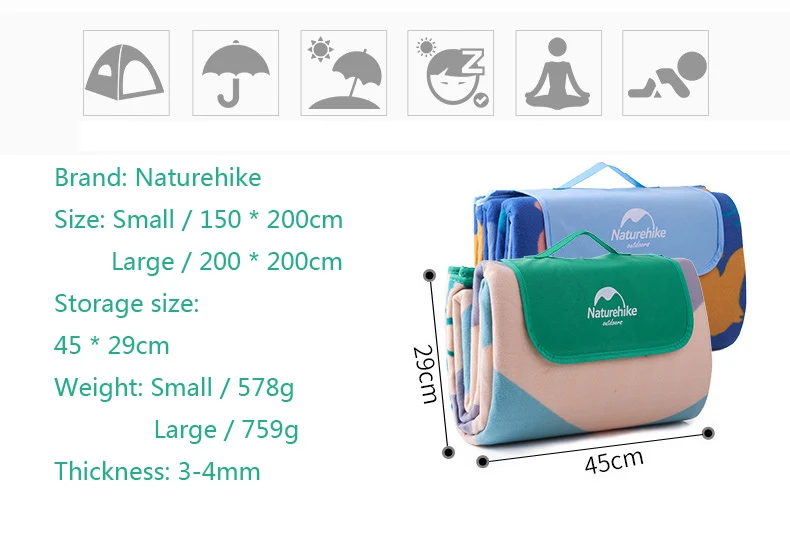 Naturehike Открытый походный коврик для пикника Портативный Сверхлегкий замшевый влагостойкий Водонепроницаемый туристический коврик для сна пляжный коврик для йоги