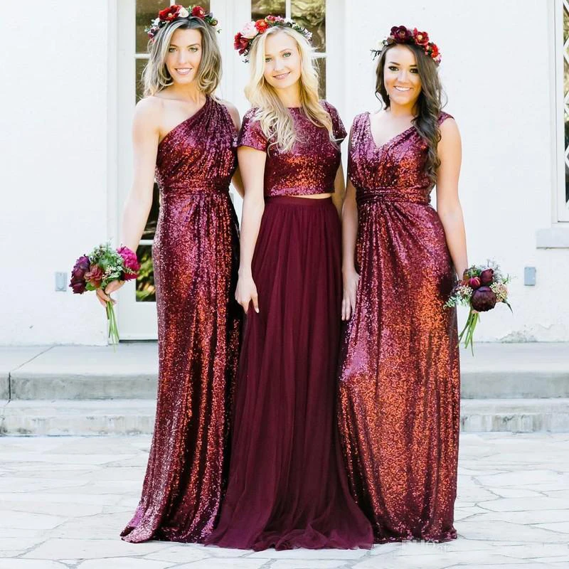 burgundy-sequins-bridesmaid-dresses-country