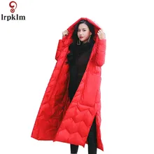 Женская зимняя куртка длинное белое пуховое пальто новая дамская зимняя одежда выше колена парка размера плюс женская одежда CH578