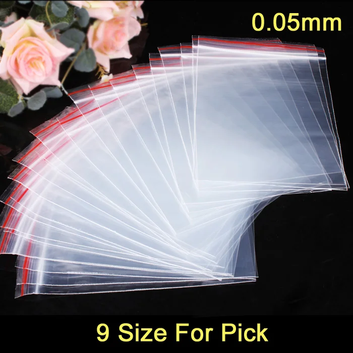 

500pcs transparent bag pack Jewelry Ziplock Zip Zipped Lock Reclosable Plastic Poly Clear Bags 0.05mm