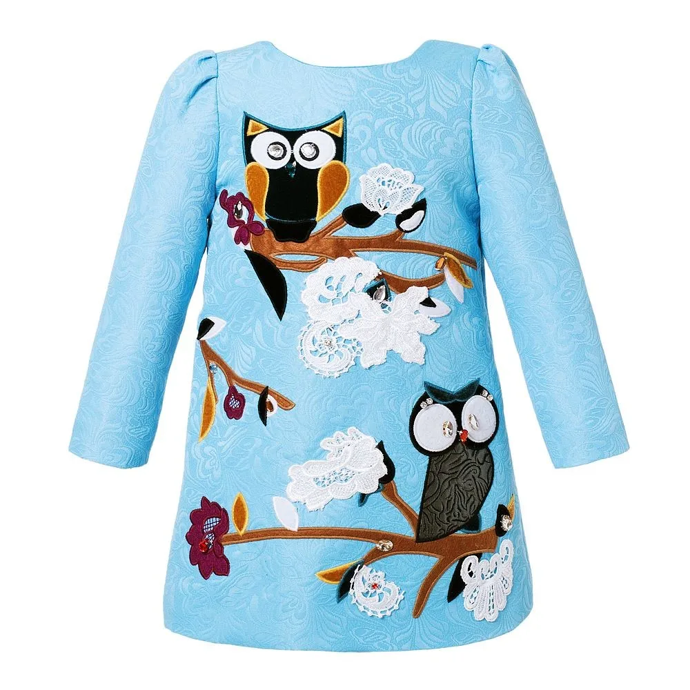 

Woman Dresses 2017 Brand Handmade Princess Dresses Long Sleeve A-Line Mother Dresses Bird Print Designer Party Dress for Mum