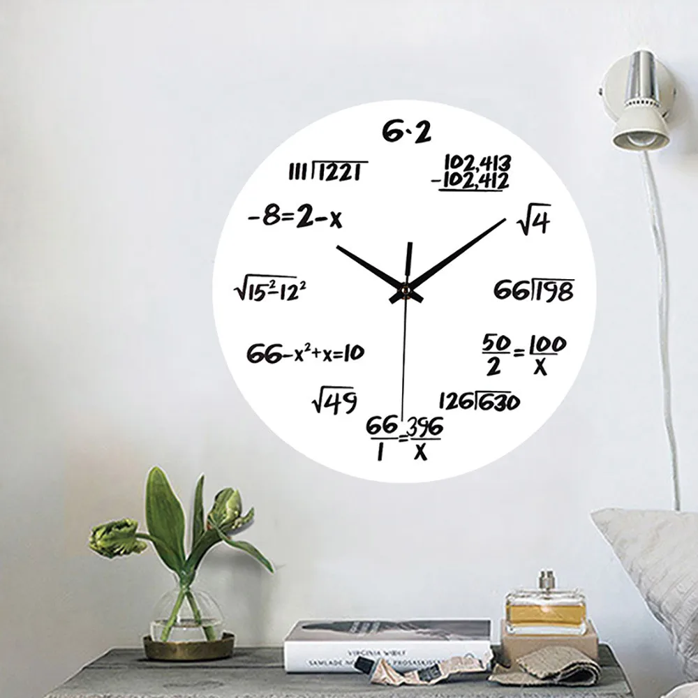 Настенные часы кварцевые гостиная diy часы Современный дизайн математические уравнения horloge murale акриловые зеркальные 3d наклейки reloj de pared - Цвет: White
