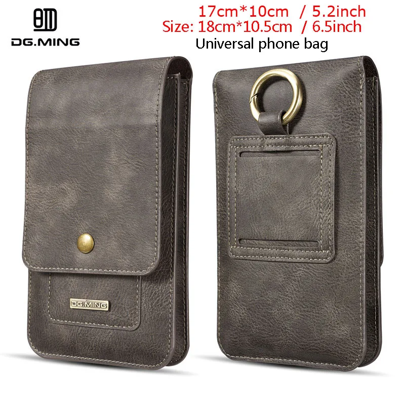 preço DG. ming 6.5 Polegada Universal Saco Do Telefone Caso Capa para O Iphone X 7 8 6 Mais Verdadeira Carteira de Couro Bolsa de Cinto clipe Gancho Caso Coldre