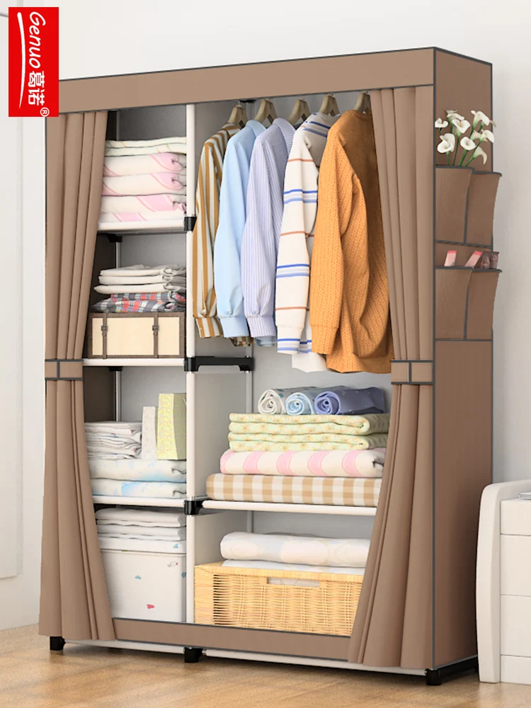 Wardrobes Foldable Cloth Cabinet Simple Solid Wood Assembly 5