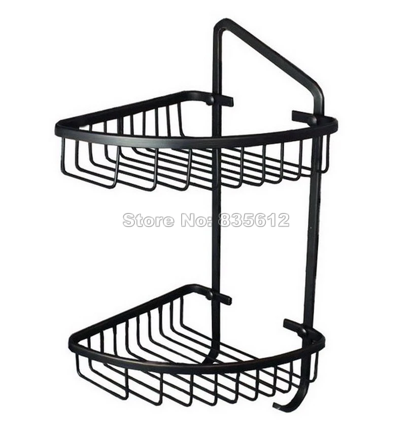 2 Tier Black Oil Rubbed Bronze Wall Mounted Bathroom Large Corner