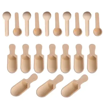 

20Pcs(10+10)Mini Unpainted Wooden Scoop Spoon for Condiment,Coffee, Milk, Tea, Spices, Cooking Spices Parties Home Kitchen Tool