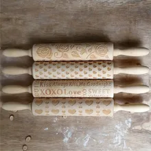 1 шт. 1,3 мм глубокий рисунок деревянная Скалка 35 см длинный день Святого Валентина пасхальные вечеринки выпечки бисквит Печенье Тесто коврик для ролов