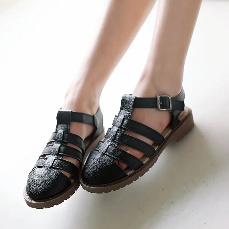 New Arrivals Comfortable Closed Toe T Strap Women Sandals Big Size 34 