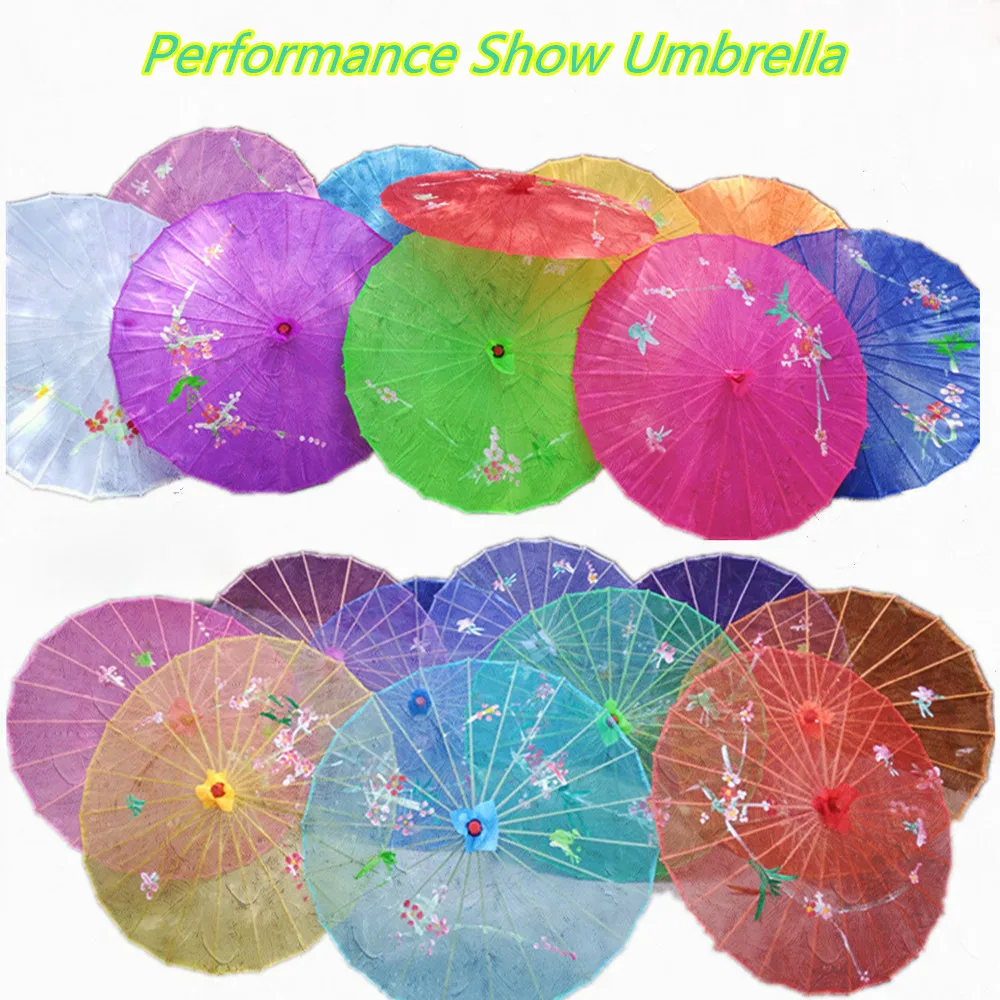 

Flowers pattern dancing props silk children umbrella Chinese ancient stage Performance Show umbrella classical dance umbrella