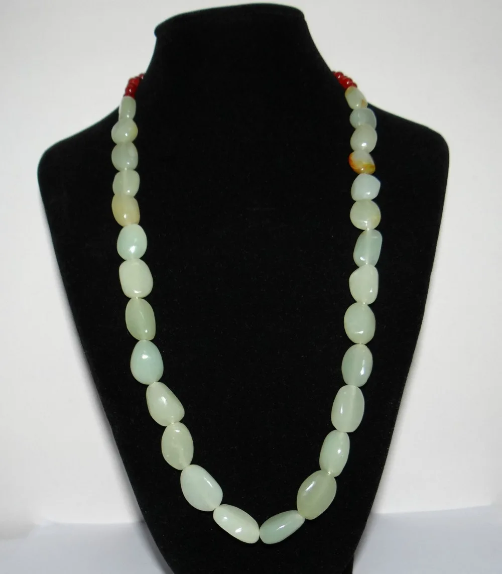 

FREE SHIPPING>>>@ NO2139 China Nature Nephrite Hetian Jade Green White Large Pearls Necklace Pendants new