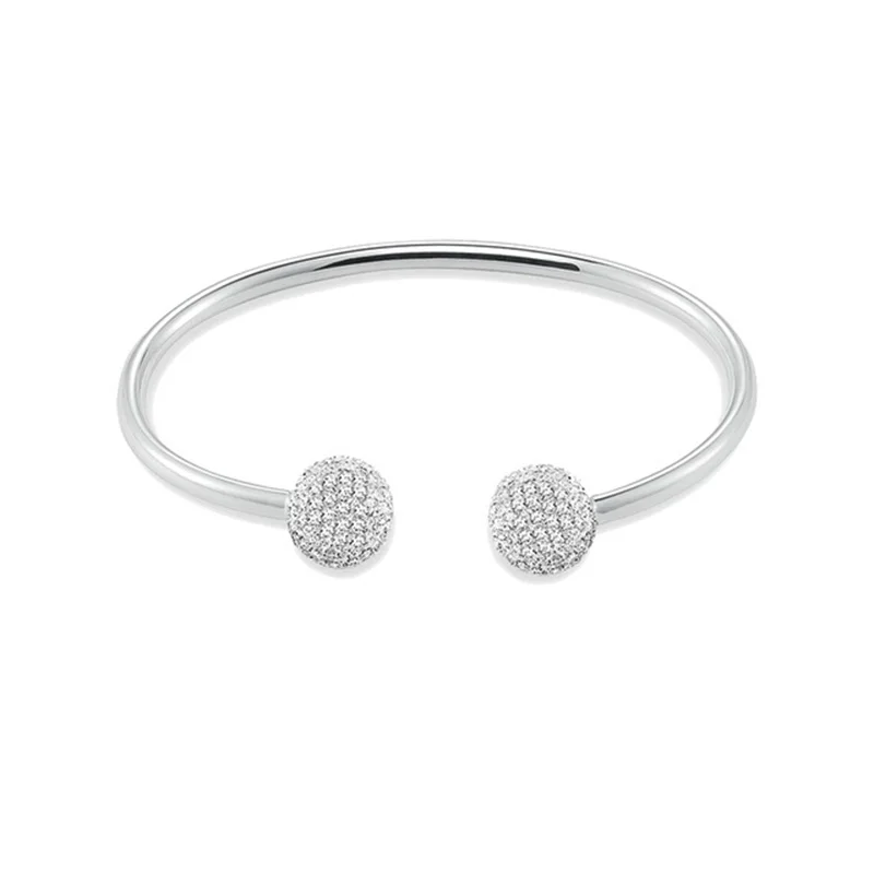 

White Karma Beads Bangles for Women Men Thomas Style Cubic Zirconia Silver Fashion Ball Bracelets Jewelry Gifts 2018 Brand New