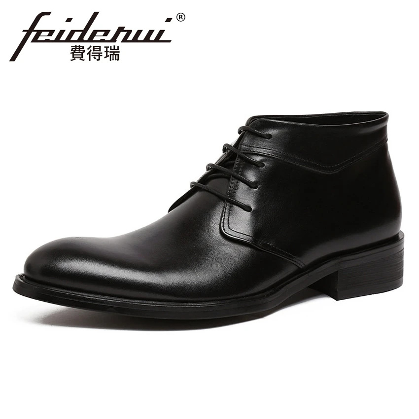 Мужские Ботильоны из натуральной кожи с круглым носком на шнуровке|shoes designer|shoes