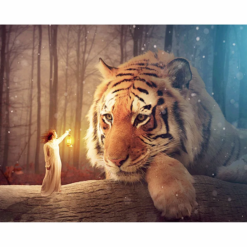 

5D DIY Diamond Painting Tiger Animal Full Square/ Round Diamond Painting Cross stitch crystal Wall Painting gift